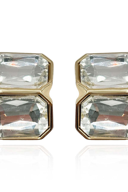 Michael Nash Jewelry | Clara Crystal Double Stone Clip Earrings