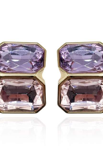 Michael Nash Jewelry | Clara Light Amethyst And Light Rose Double Stone Clip Earrings