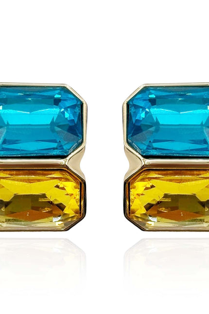 Michael Nash Jewelry | Clara Aqua And Topaz Double Stone Clip Earrings