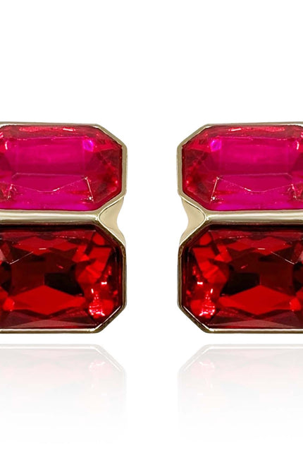 Michael Nash Jewelry | Clara Fuchsia And Ruby Double Stone Clip Earrings