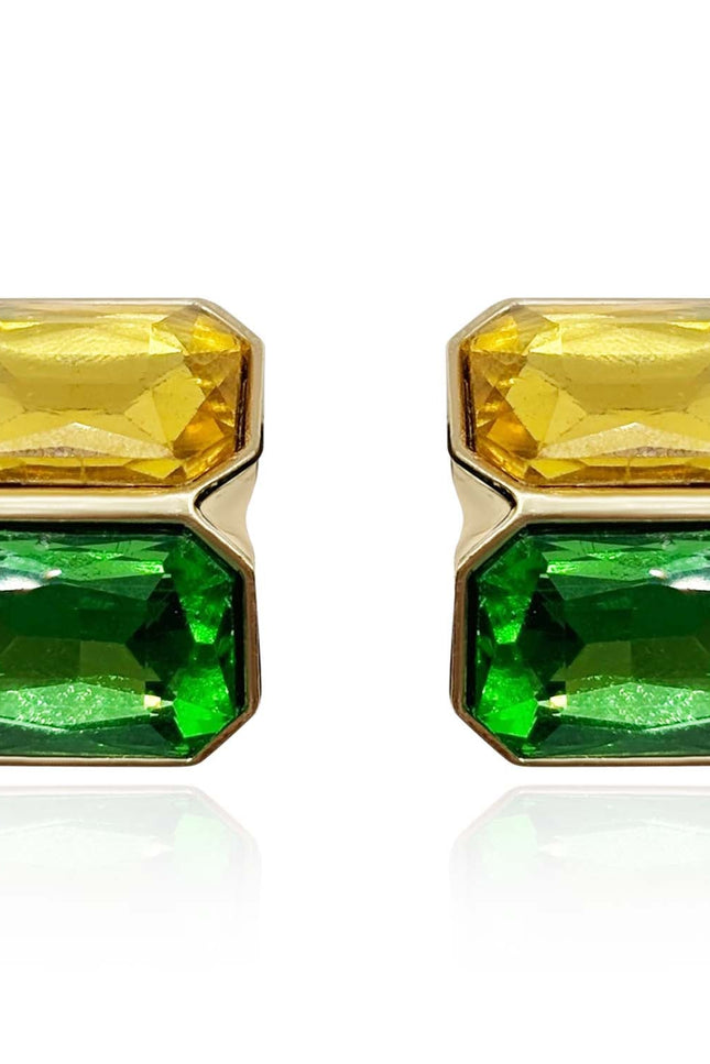 Michael Nash Jewelry | Clara Topaz And Emerald Double Stone Clip Earrings
