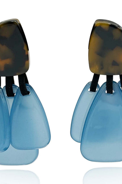 Michael Nash Jewelry | Patrizia Tortoise Resin Top Earrings With Light Blue Resin Drops