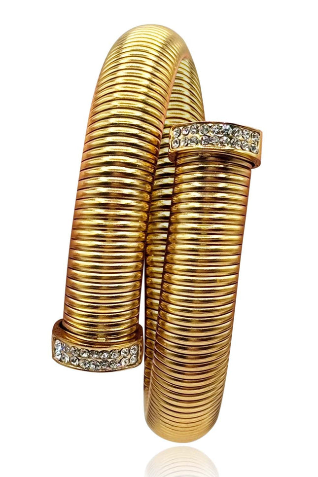 Michael Nash Jewelry | Livia Gold Plated Twelve Millimeter Cobra Bracelet With Pave Tips