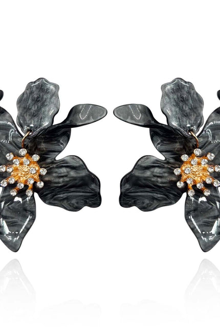 Michael Nash Jewelry | Aurelia Hematite Colored Floral Resin Drop Earrings