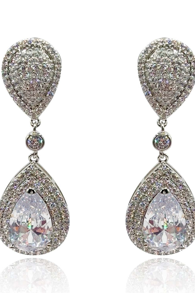 Michael Nash Jewelry | Loise Cubic Zirconium Pear Shape Drop Clip On Earrings