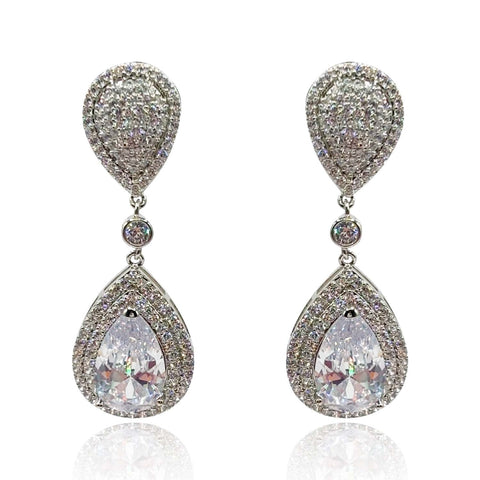 Michael Nash Jewelry | Cubic Zirconium Pear Shape Drop Clip On Earrings
