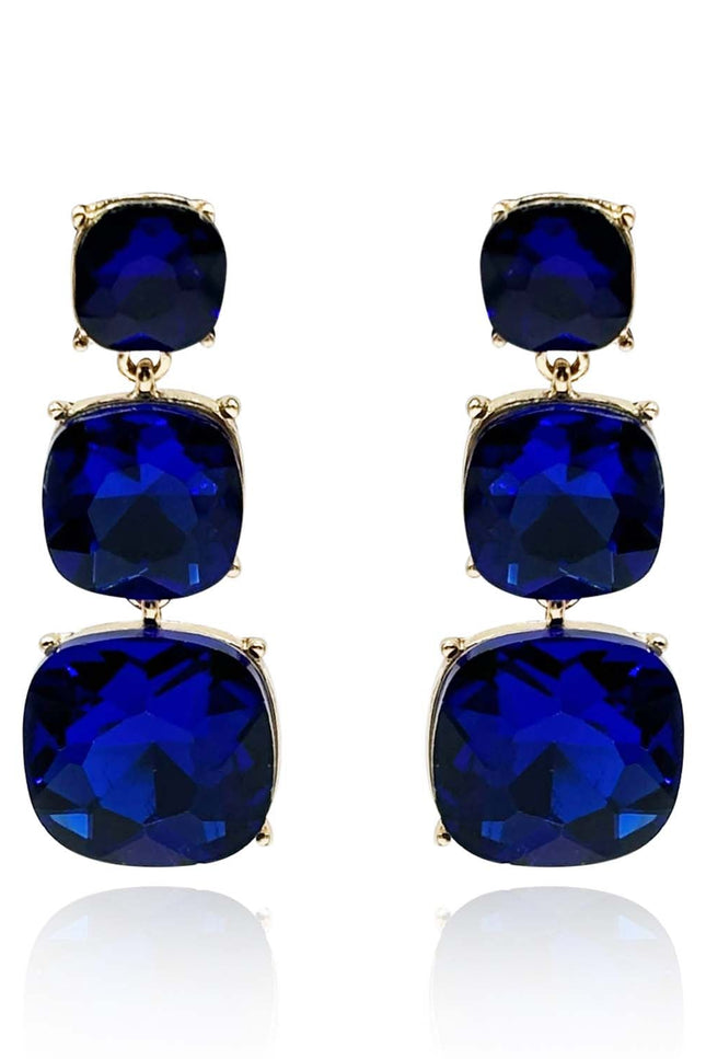 Michael Nash Jewelry | Mackenzie Triple Cushion Shape Sapphire Drop Earrings