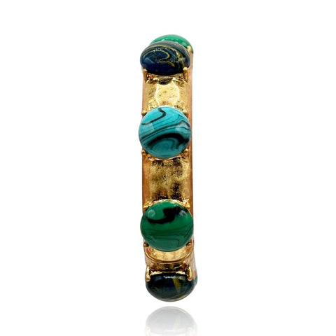 Michael Nash Jewelry | Antique Gold Stretch Bracelet With Malachite, Lapis, And Turquoise Resin Stones