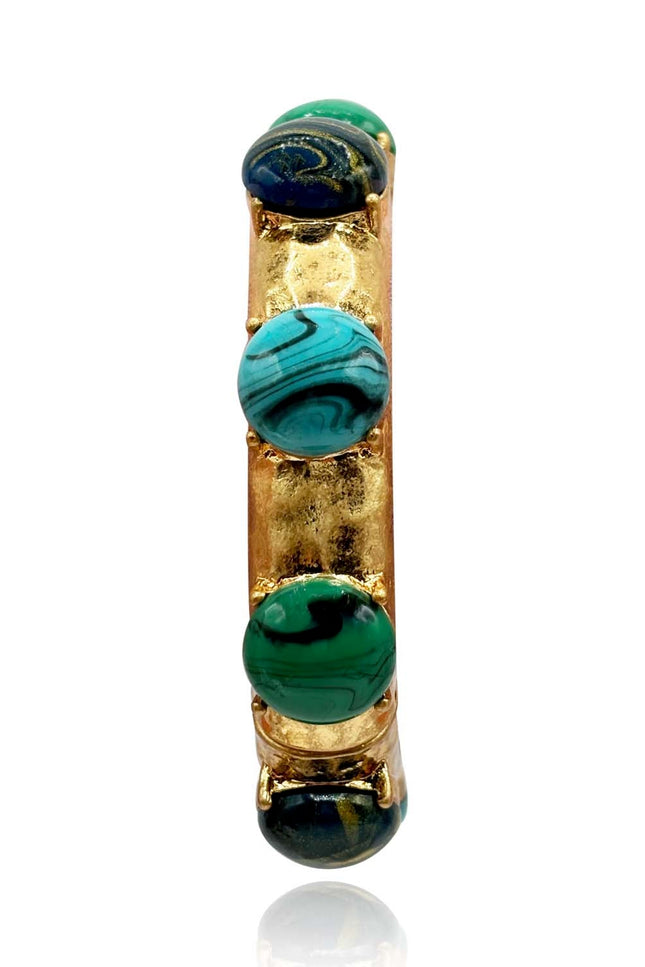 Michael Nash Jewelry | Blair Antique Gold Stretch Bracelet With Malachite, Lapis, And Turquoise Resin Stones