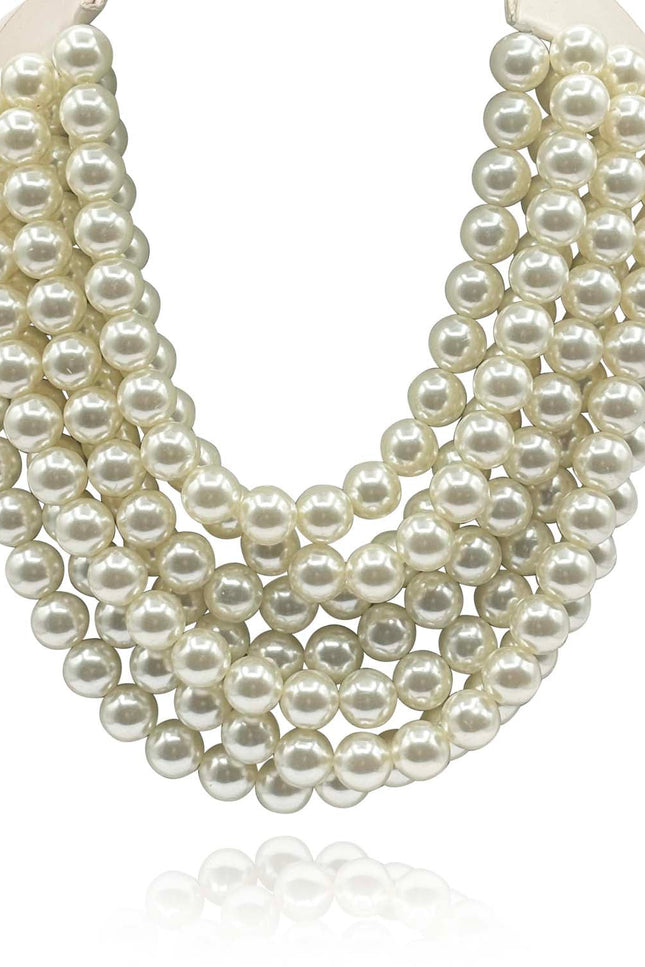 Michael Nash Jewelry | Isadora Multi-Strand Faux Pearl Necklace With Ivory Vegan Adjustable Clasp