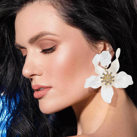 Michael Nash Jewelry | White Floral Resin Drop Earrings