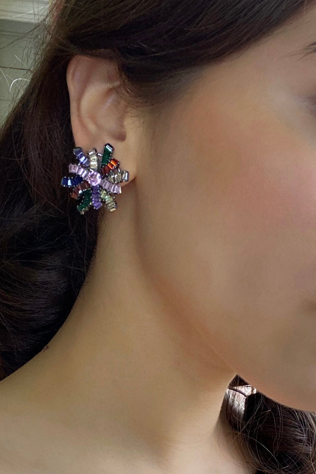 Michael Nash Jewelry | Gertrude Multi Color Baguette Clip On Earring