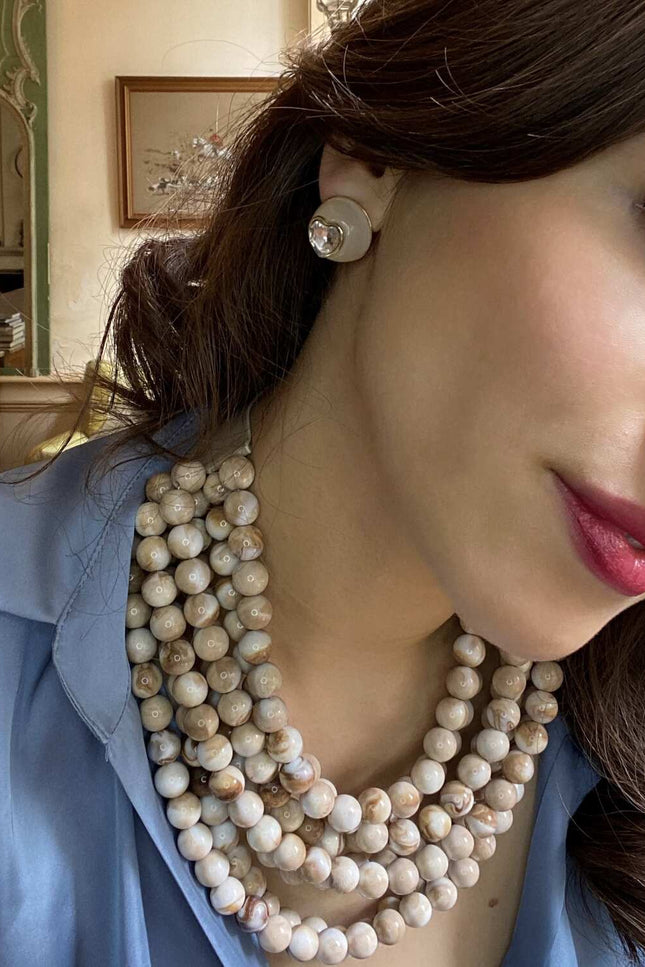 Michael Nash Jewelry | Isadora Multi-Strand Ivory Agate Resin Necklace With Ivory Vegan Adjustable Clasp