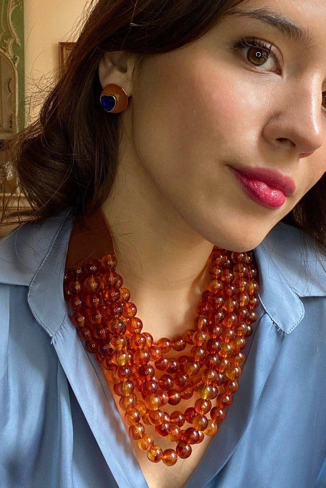 Michael Nash Jewelry | Isadora Multi-Strand Tortoise Resin Necklace With Vegan Adjustable Clasp