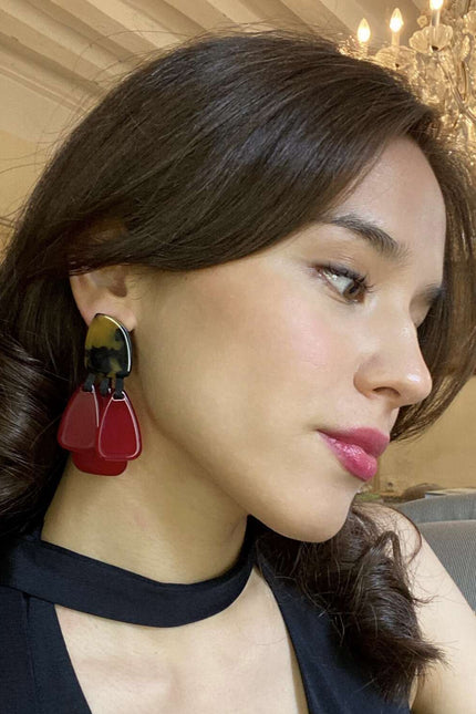 Michael Nash Jewelry | Patrizia Tortoise Resin Top Earrings With Ruby Drops