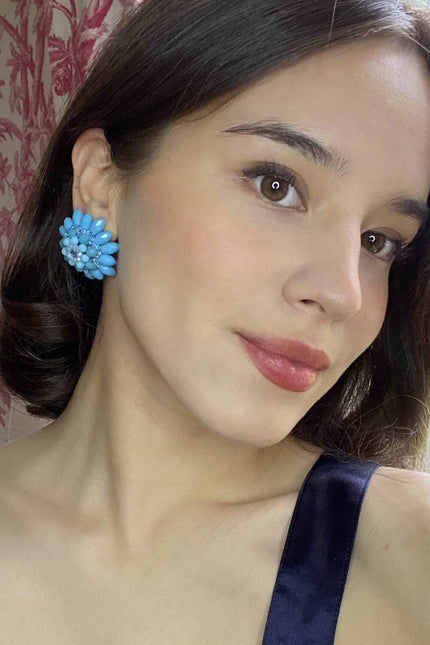 Michael Nash Jewelry | Jeannine Turquoise Faceted Glass Bead Clip On Earring