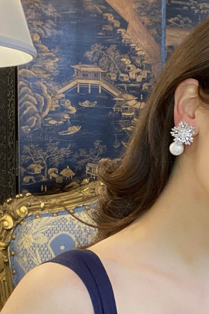 Michael Nash Jewelry | Lara Crystal Baguette And Pearl Clip On Drop Earrings