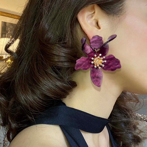 Michael Nash Jewelry | Amethyst Floral Resin Drop Earrings