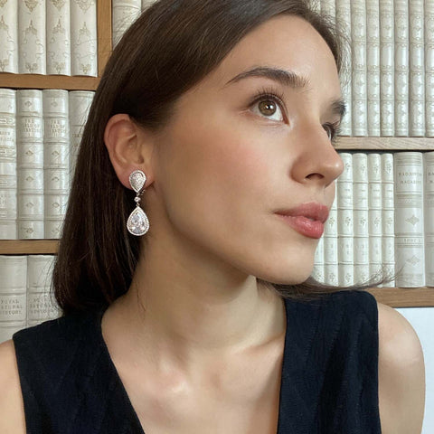 Michael Nash Jewelry | Cubic Zirconium Pear Shape Drop Clip On Earrings