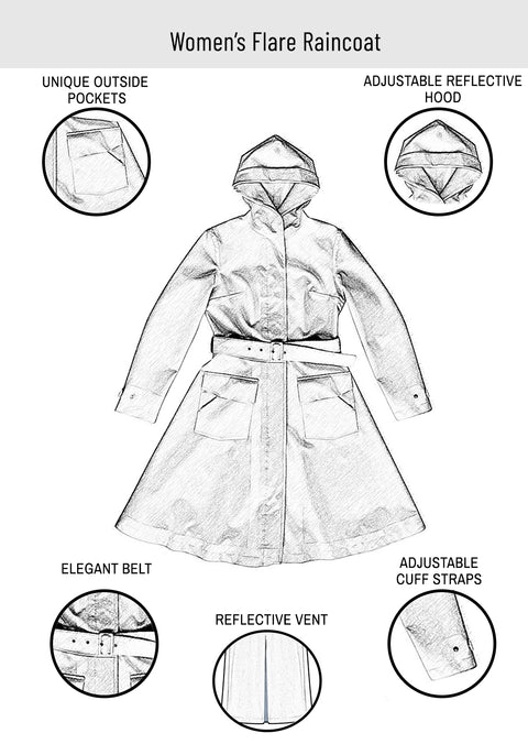 Ducktail Rainwear I OCEAN BLUE FLARE RAINCOAT - recycled materials