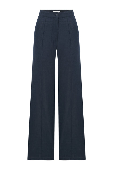 Nazli Ceren | Spodnie z szerokimi nogawkami Millie granatowe