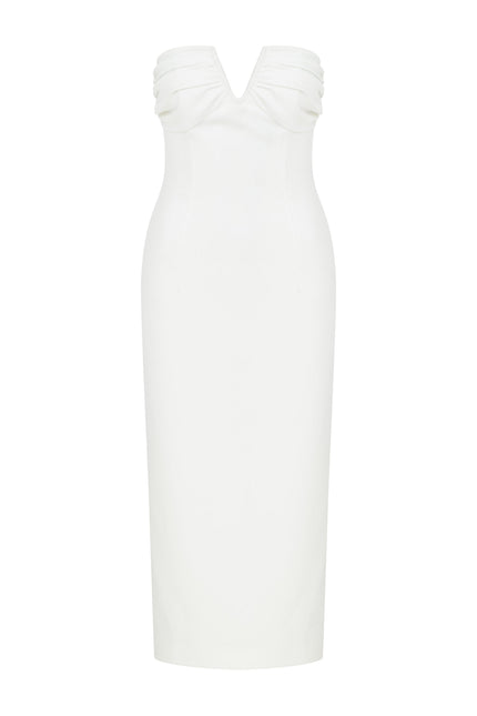 Nazli Ceren | Miora Crepe Midi Dress in Vanilla Ice