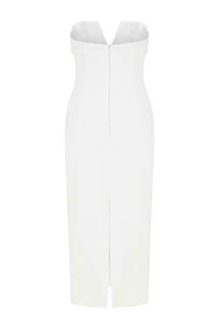 Nazli Ceren | Miora Crepe Midi Dress in Vanilla Ice