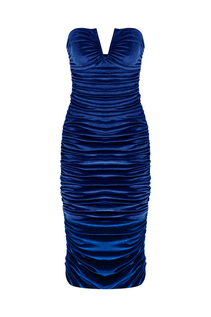 Nazli Ceren | Luce Velvet Midi Dress in Bleu