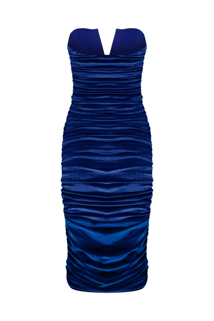 Nazli Ceren | Luce Velvet Midi Dress in Bleu