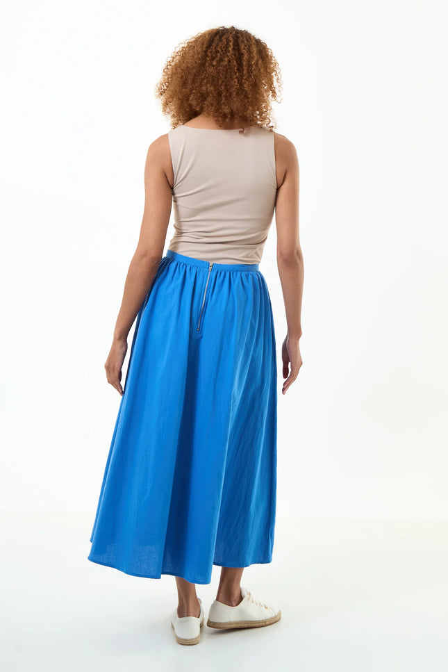 Zoeline Recycled Cotton Midaxi Skirt - Blue - Detail 1