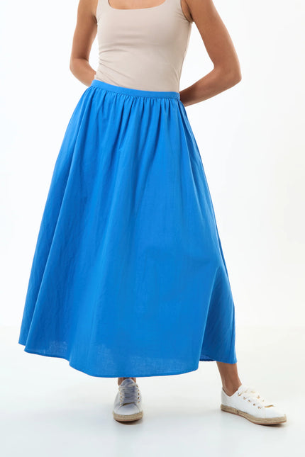 Zoeline Recycled Cotton Midaxi Skirt - Blue - Front