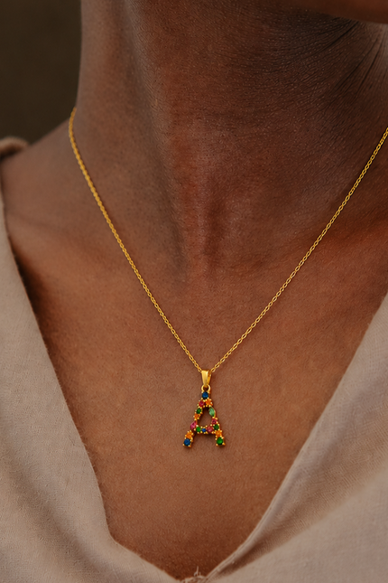 Multistone Alphabet Necklace