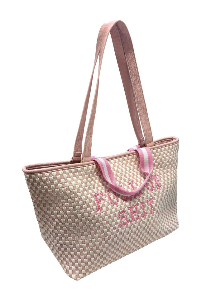 Rose pink Lilly Loves handbag with "Full Of Shit" design, stylish accessory featuring a bold, statement-making look.