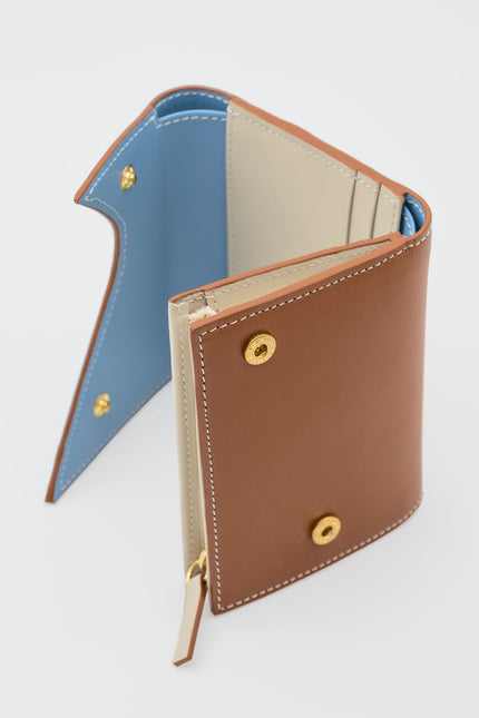 Absurde | MOUNTAIN Blue and Brown Leather Trifold Wallet