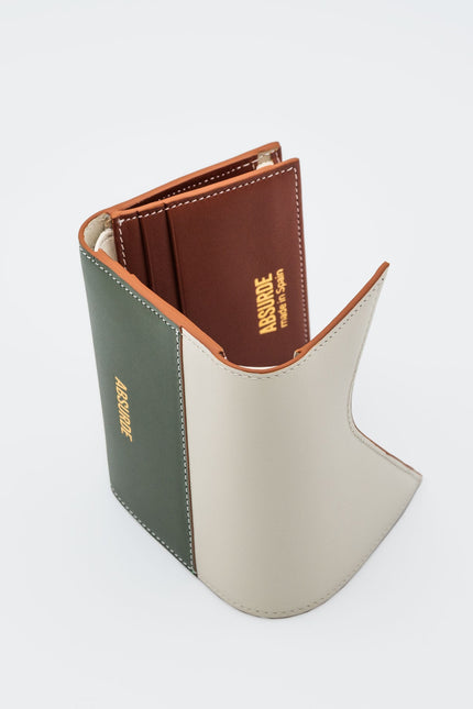 Absurde | MOUNTAIN Off White and Green Leather Trifold Wallet