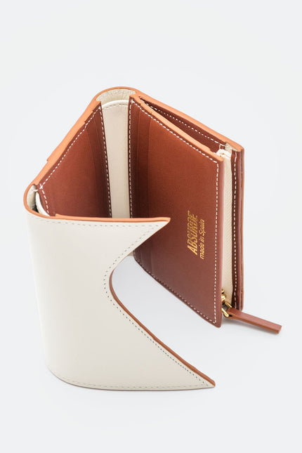 Absurde | MOUNTAIN Off White and Green Leather Trifold Wallet