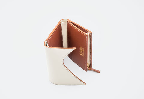 Absurde | MOUNTAIN Off White and Green Leather Trifold Wallet