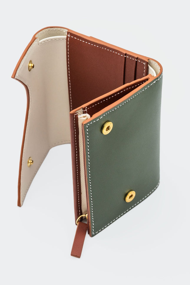 Absurde | MOUNTAIN Off White and Green Leather Trifold Wallet