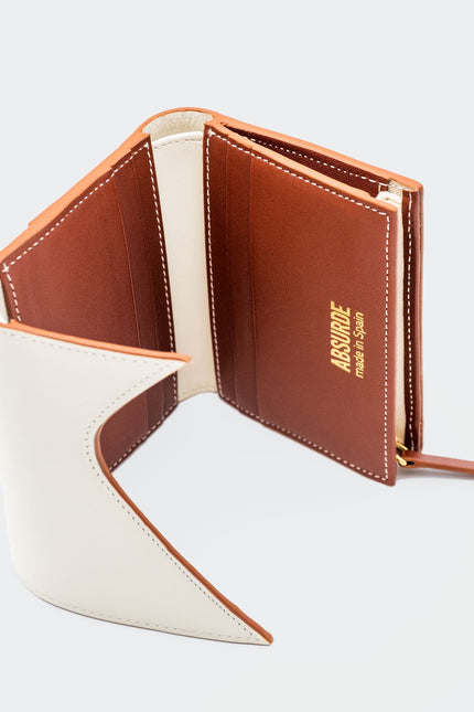 Absurde | MOUNTAIN Off White and Green Leather Trifold Wallet