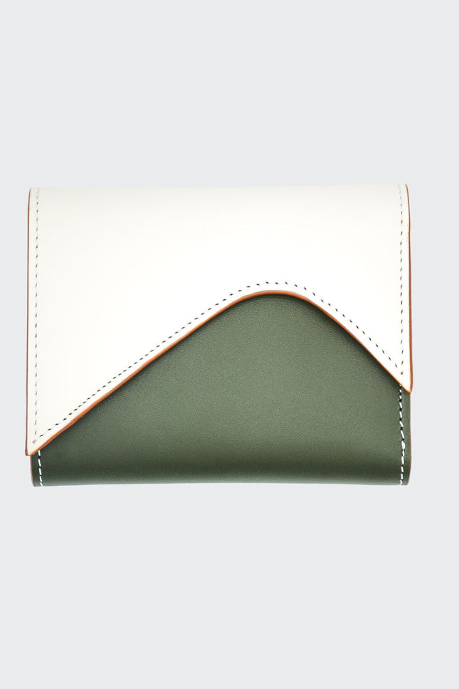 Absurde | MOUNTAIN Off White and Green Leather Trifold Wallet