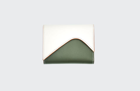 Absurde | MOUNTAIN Off White and Green Leather Trifold Wallet