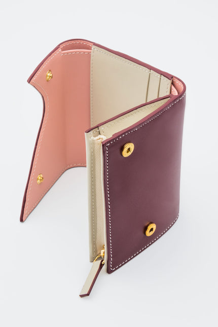 Absurde | MOUNTAIN Pink and Burgundy Leather Trifold Wallet