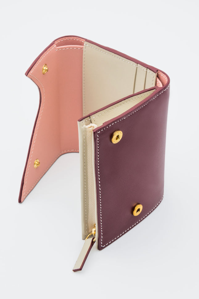 Absurde | MOUNTAIN Pink and Burgundy Leather Trifold Wallet