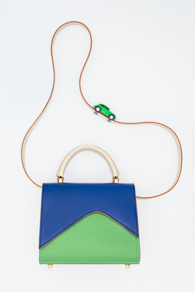 Absurde | MOUNTAIN ROAD Navy and green small leather shoulder bag