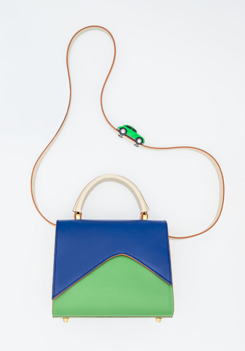 Absurde | MOUNTAIN ROAD Navy and green small leather shoulder bag
