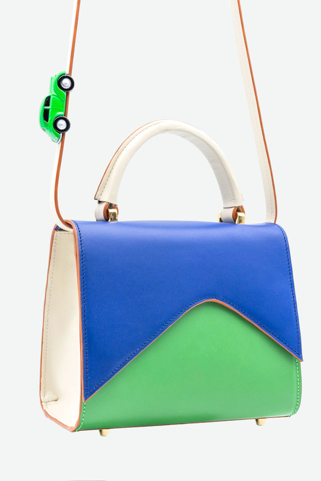 Absurde | MOUNTAIN ROAD Navy and green small leather shoulder bag