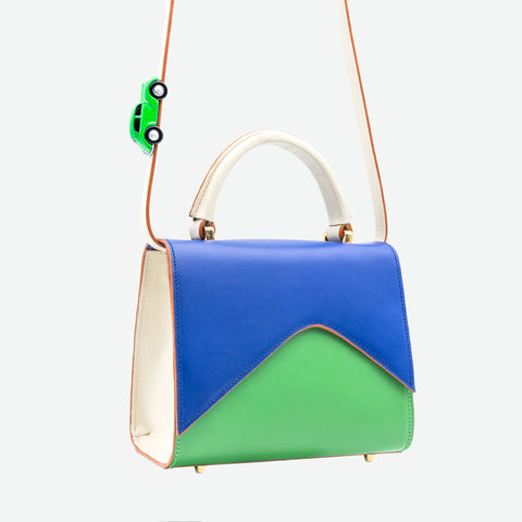 Absurde | MOUNTAIN ROAD Navy and green small leather shoulder bag