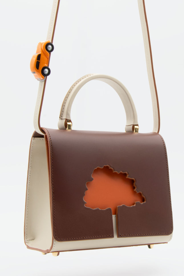 Absurde | ONE WAY Brown small leather shoulder bag