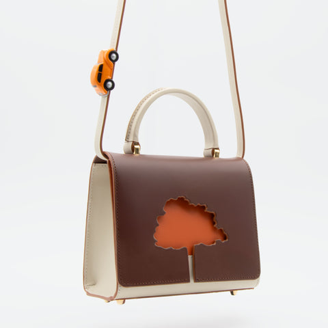 Absurde | ONE WAY Brown small leather shoulder bag