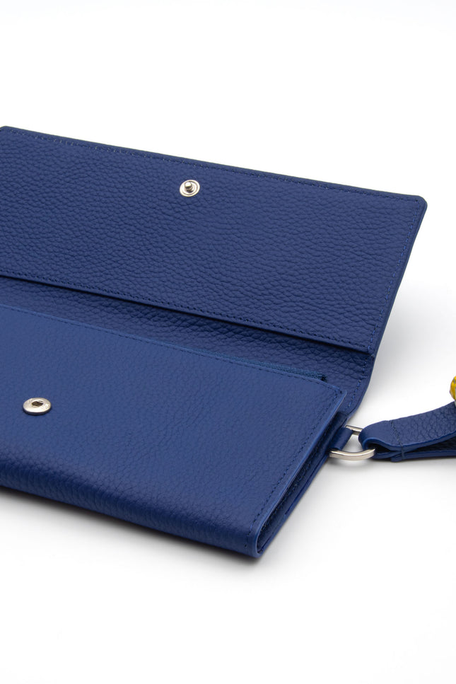 Absurde | PARKING Navy grain Leather bifold wallet with yellow car